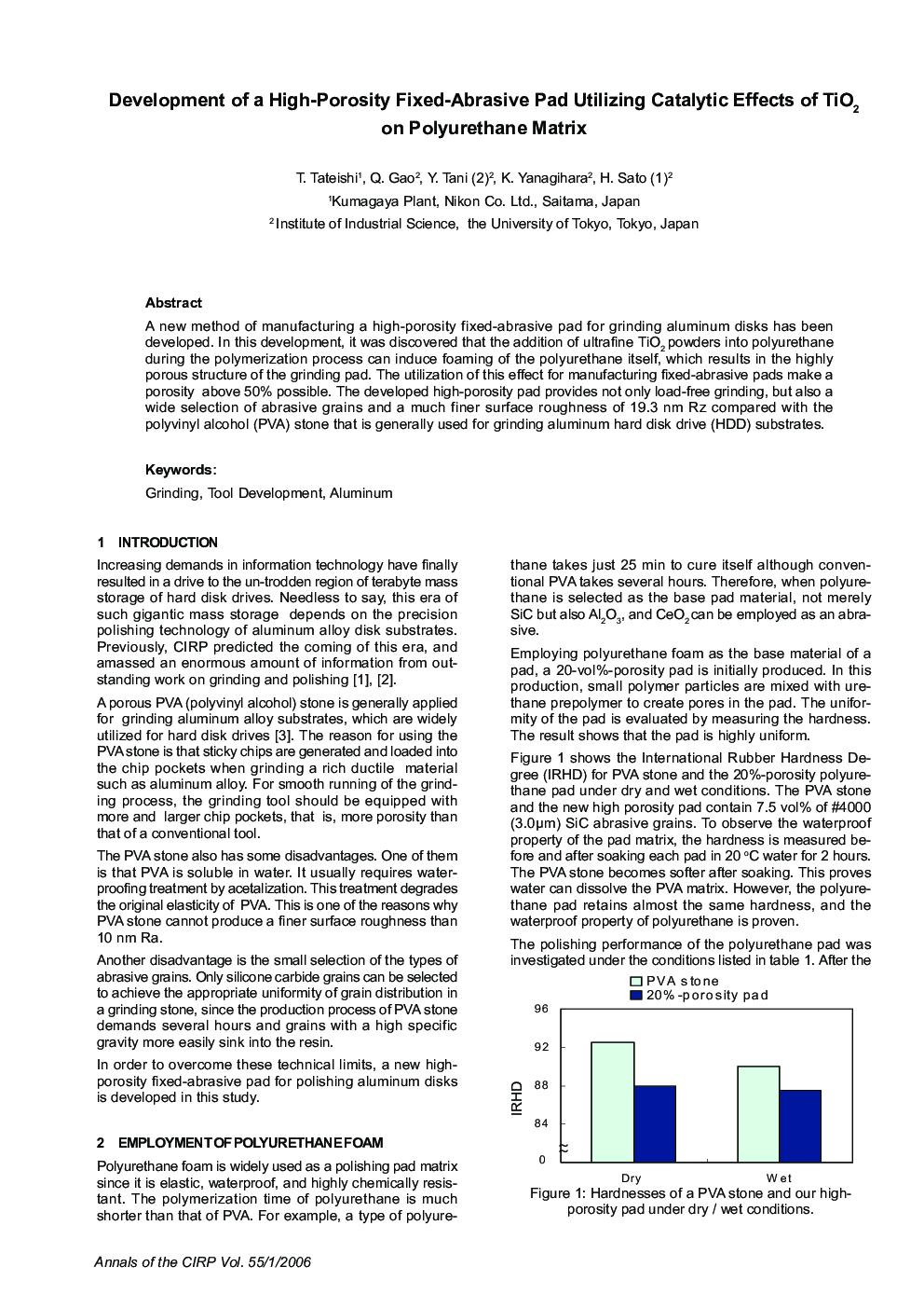 Development of a High-Porosity Fixed-Abrasive Pad Utilizing Catalytic Effects of TiO2 on Polyurethane Matrix