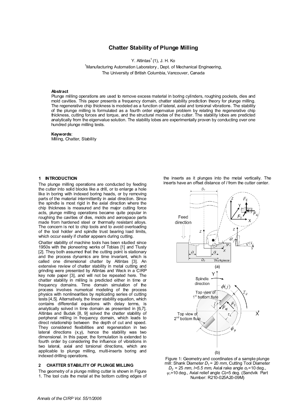 Chatter Stability of Plunge Milling