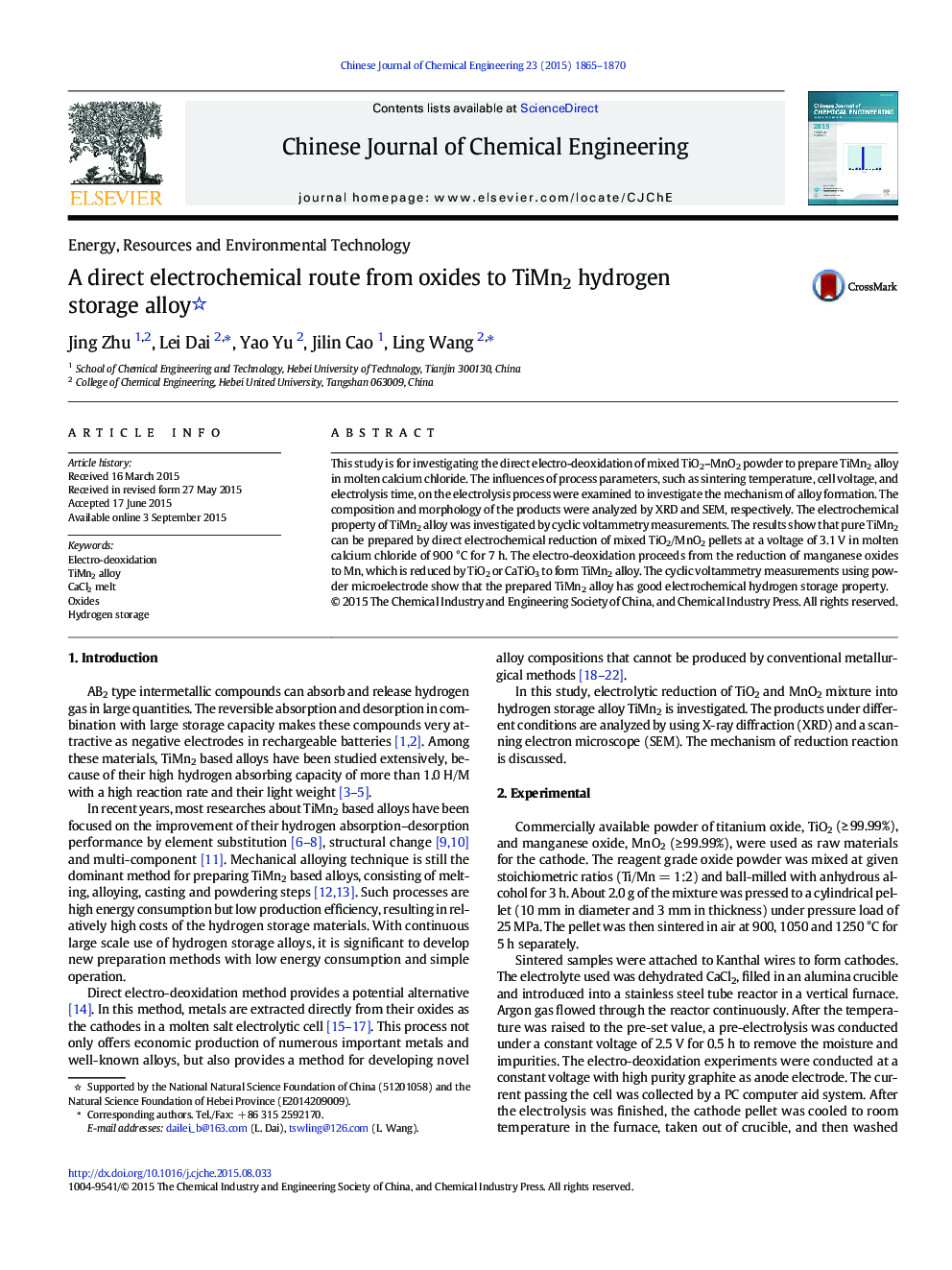 A direct electrochemical route from oxides to TiMn2 hydrogen storage alloy 