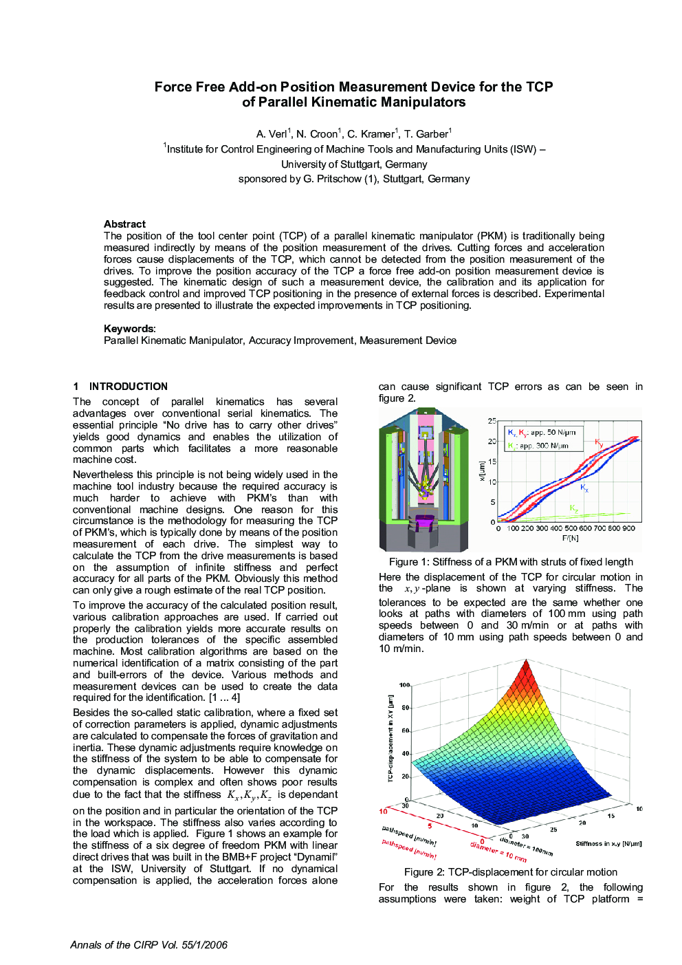 Force Free Add-on Position Measurement Device for the TCP of Parallel Kinematic Manipulators