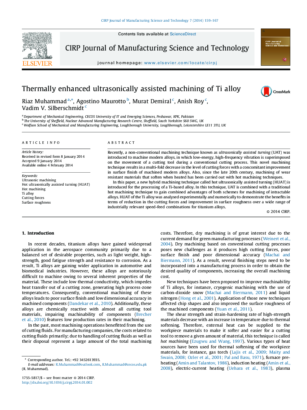 Thermally enhanced ultrasonically assisted machining of Ti alloy