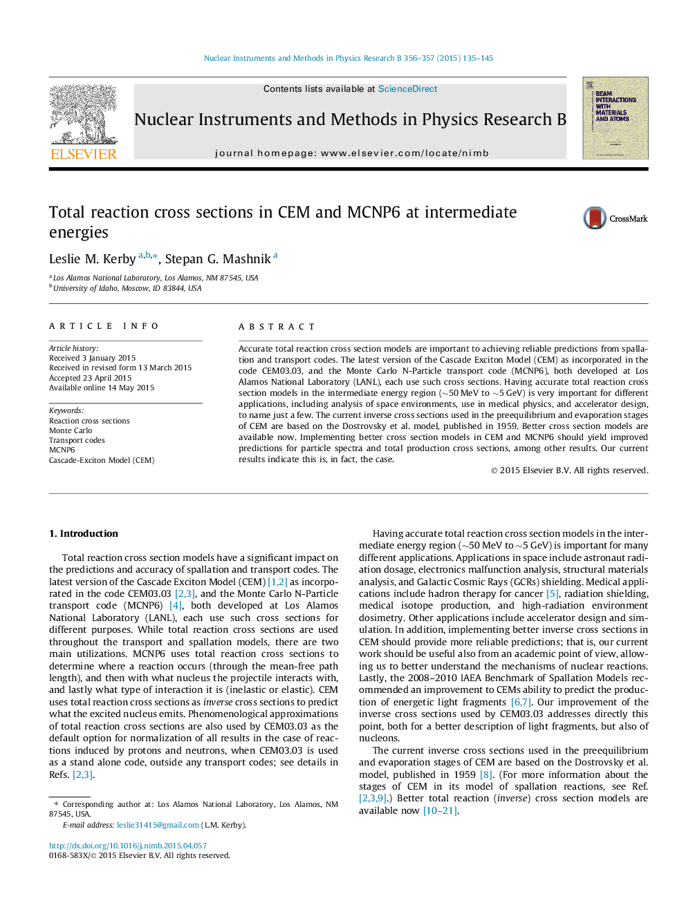 Total reaction cross sections in CEM and MCNP6 at intermediate energies