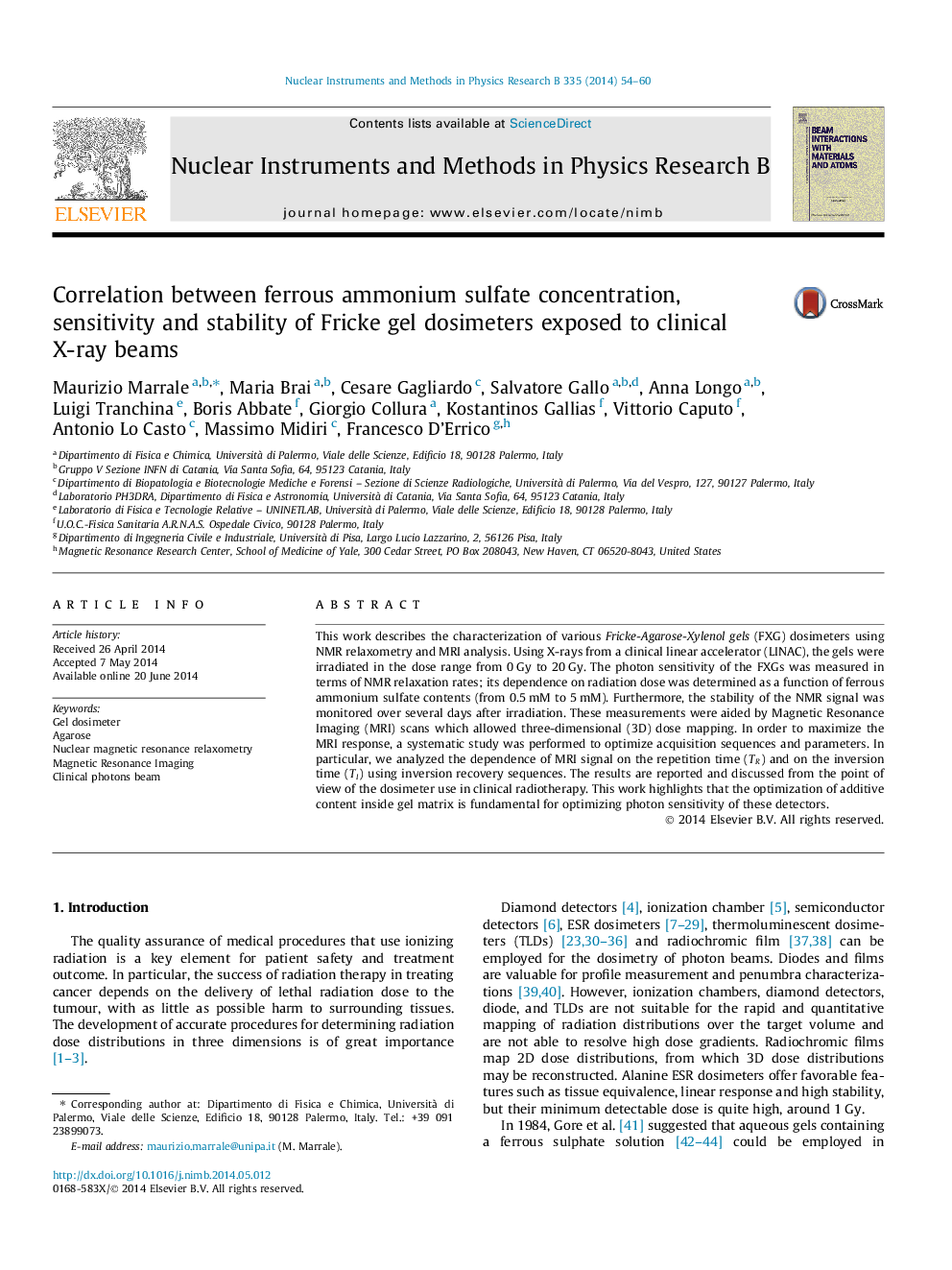 Correlation between ferrous ammonium sulfate concentration, sensitivity and stability of Fricke gel dosimeters exposed to clinical X-ray beams