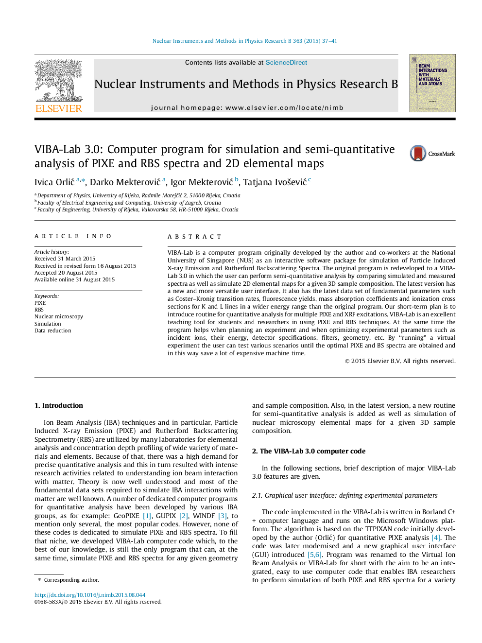 VIBA-Lab 3.0: Computer program for simulation and semi-quantitative analysis of PIXE and RBS spectra and 2D elemental maps