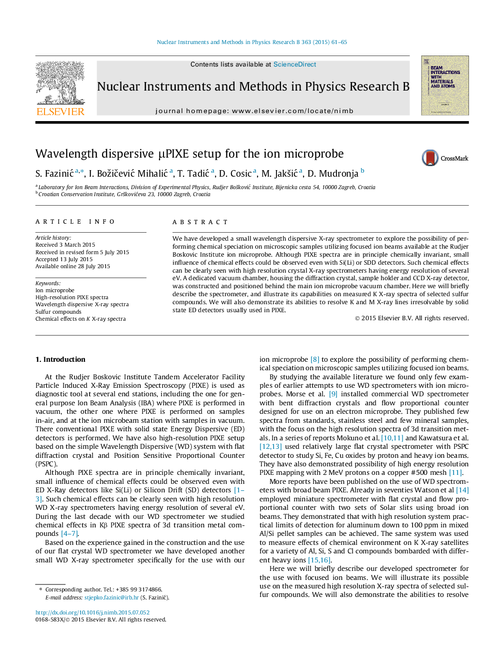 Wavelength dispersive μPIXE setup for the ion microprobe