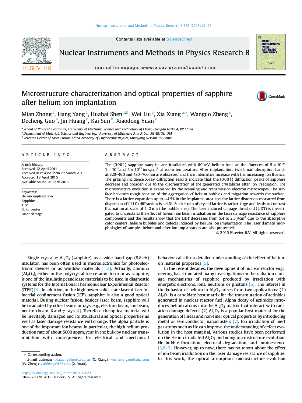 Microstructure characterization and optical properties of sapphire after helium ion implantation