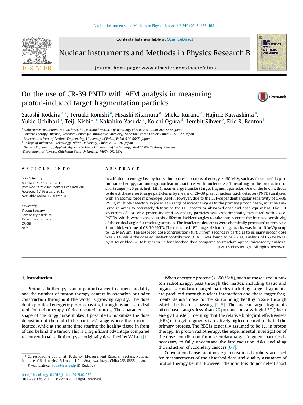 On the use of CR-39 PNTD with AFM analysis in measuring proton-induced target fragmentation particles