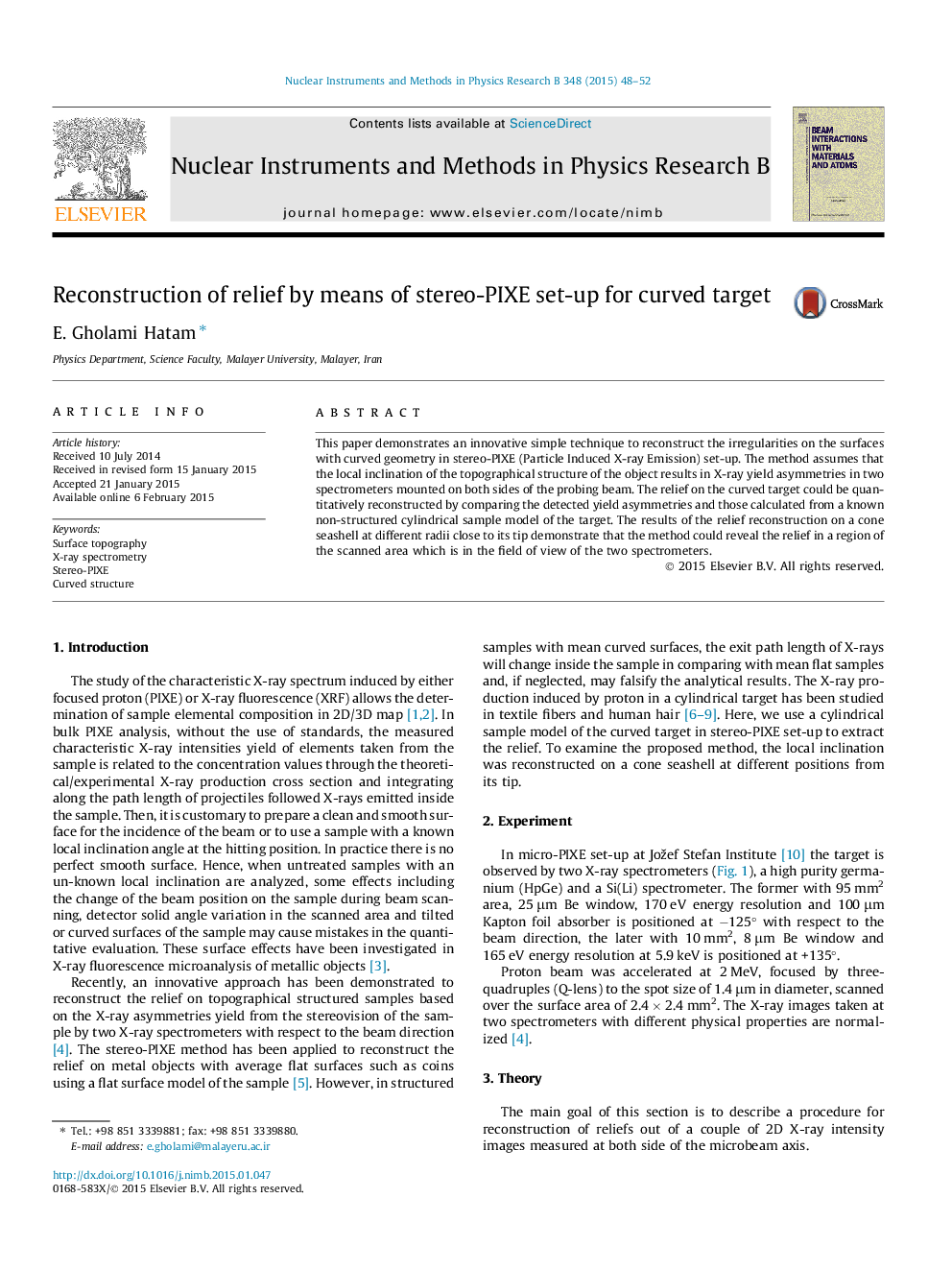 Reconstruction of relief by means of stereo-PIXE set-up for curved target