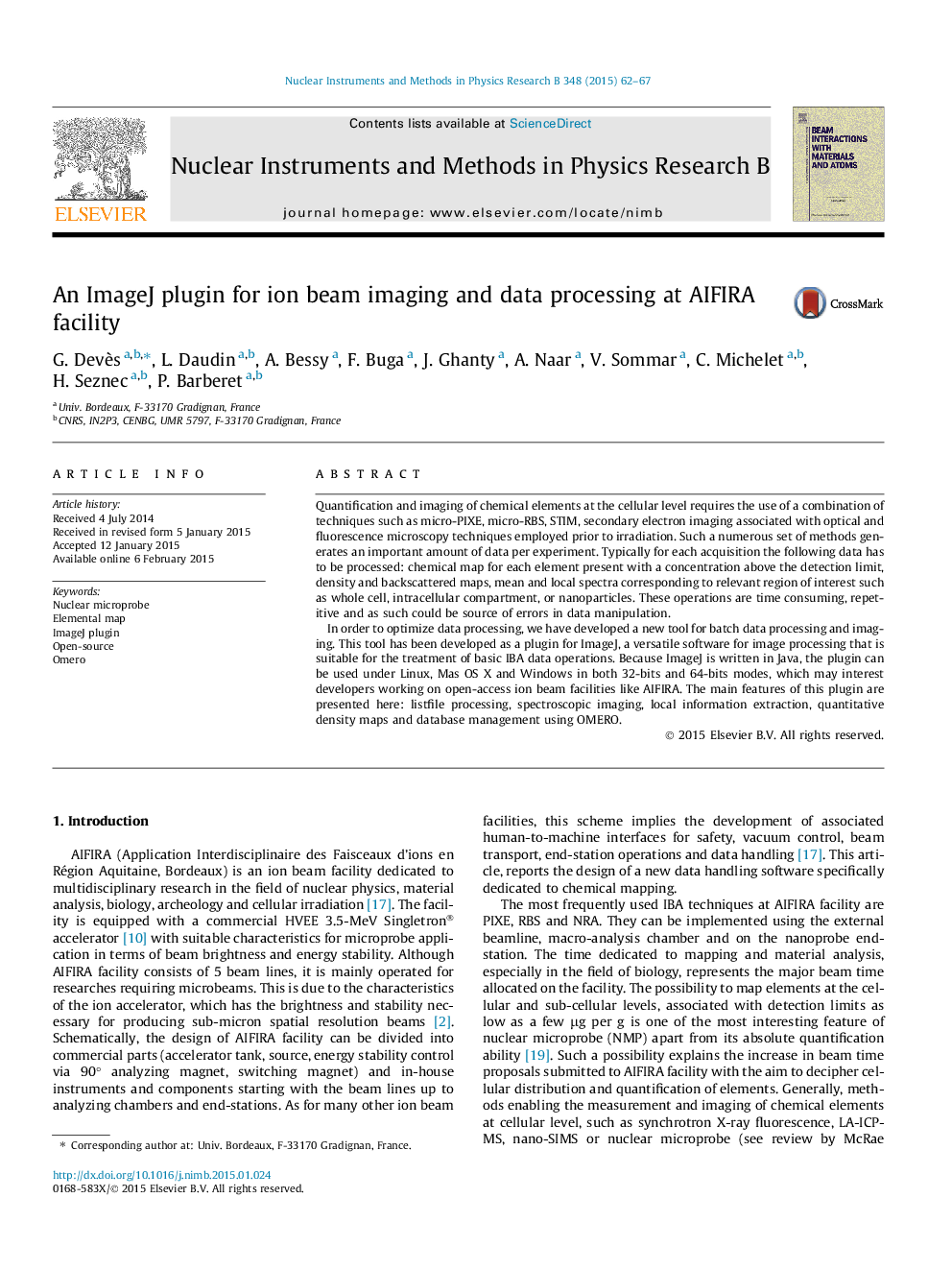 An ImageJ plugin for ion beam imaging and data processing at AIFIRA facility