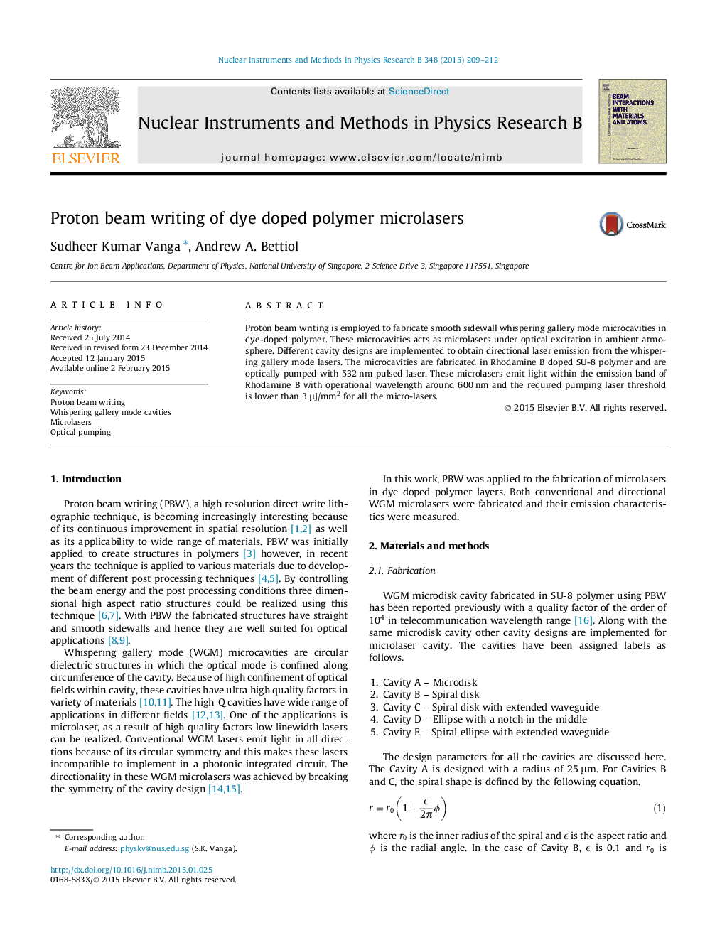 Proton beam writing of dye doped polymer microlasers