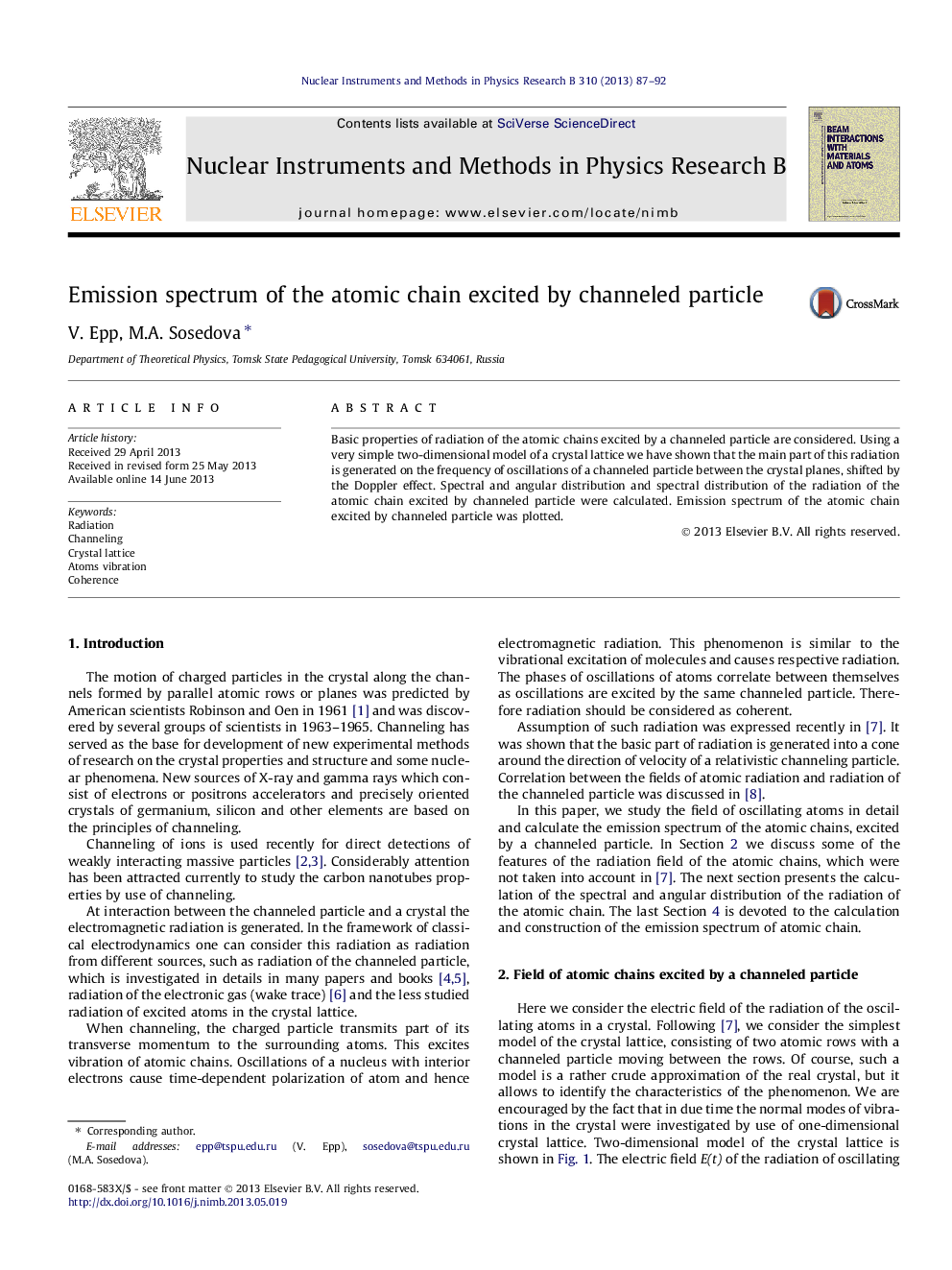 Emission spectrum of the atomic chain excited by channeled particle