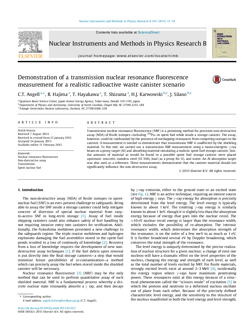 Demonstration of a transmission nuclear resonance fluorescence measurement for a realistic radioactive waste canister scenario