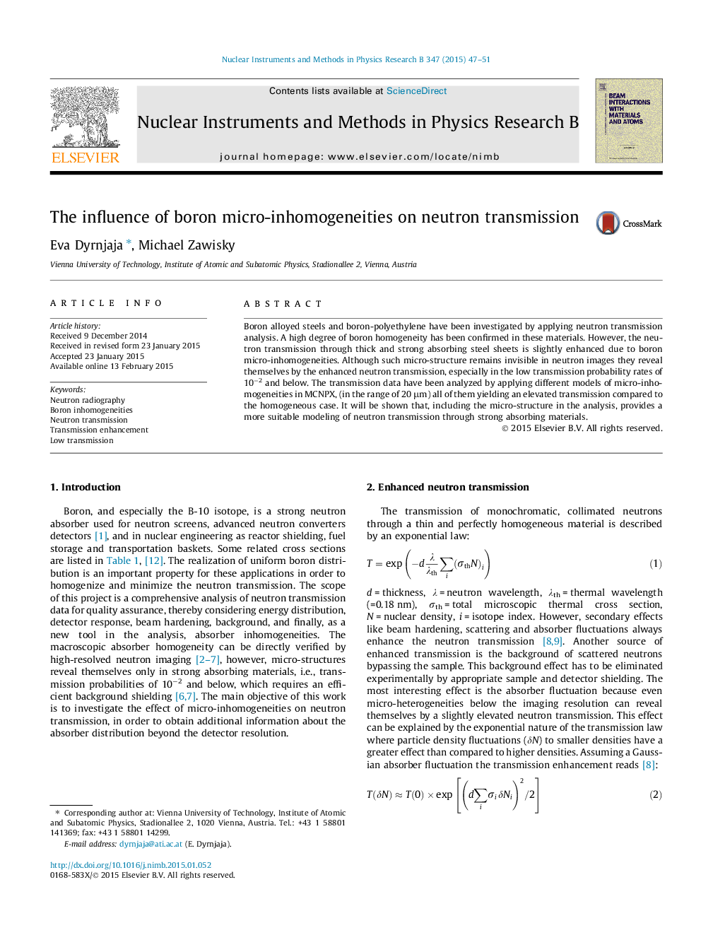 The influence of boron micro-inhomogeneities on neutron transmission