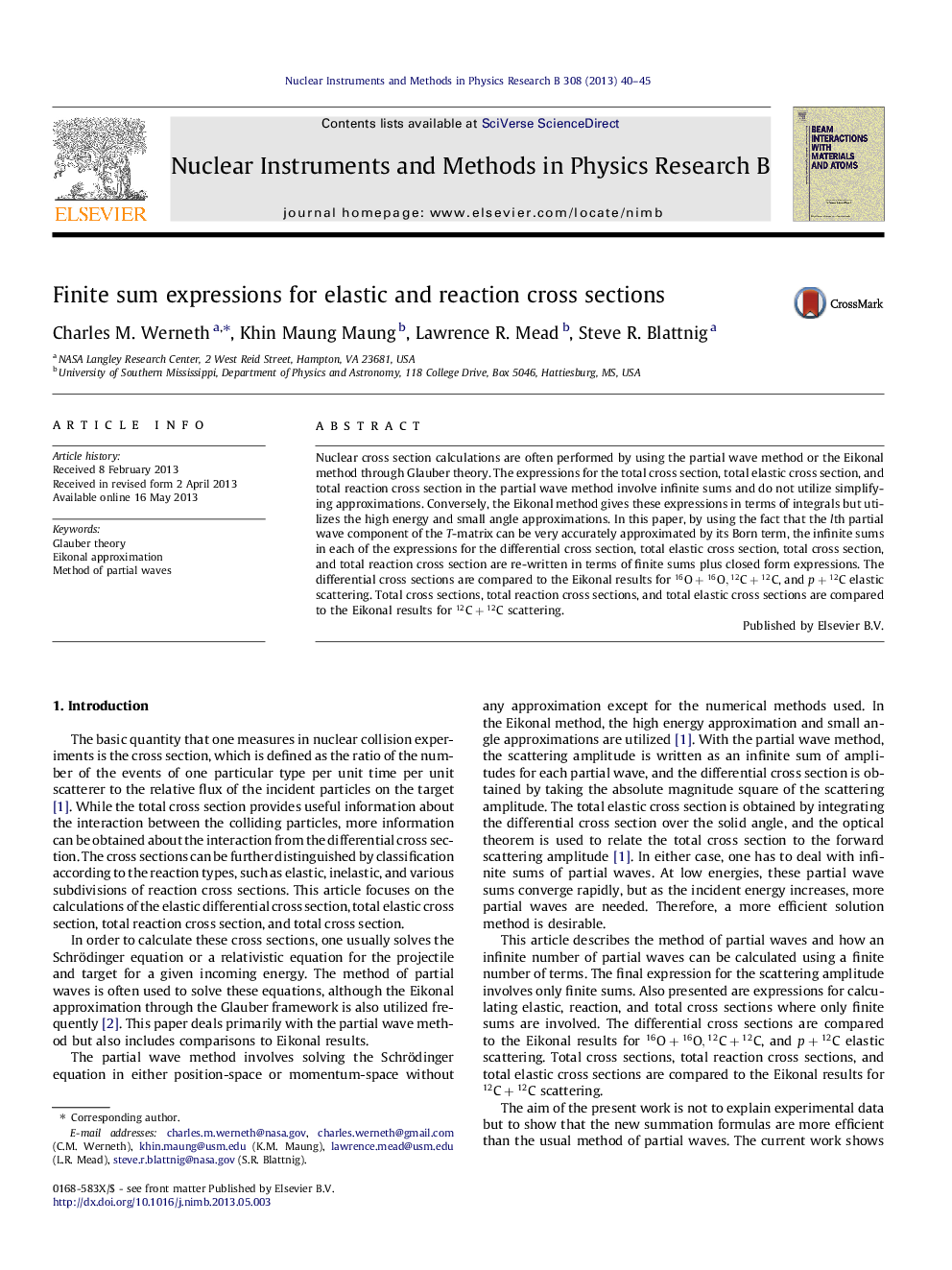 Finite sum expressions for elastic and reaction cross sections