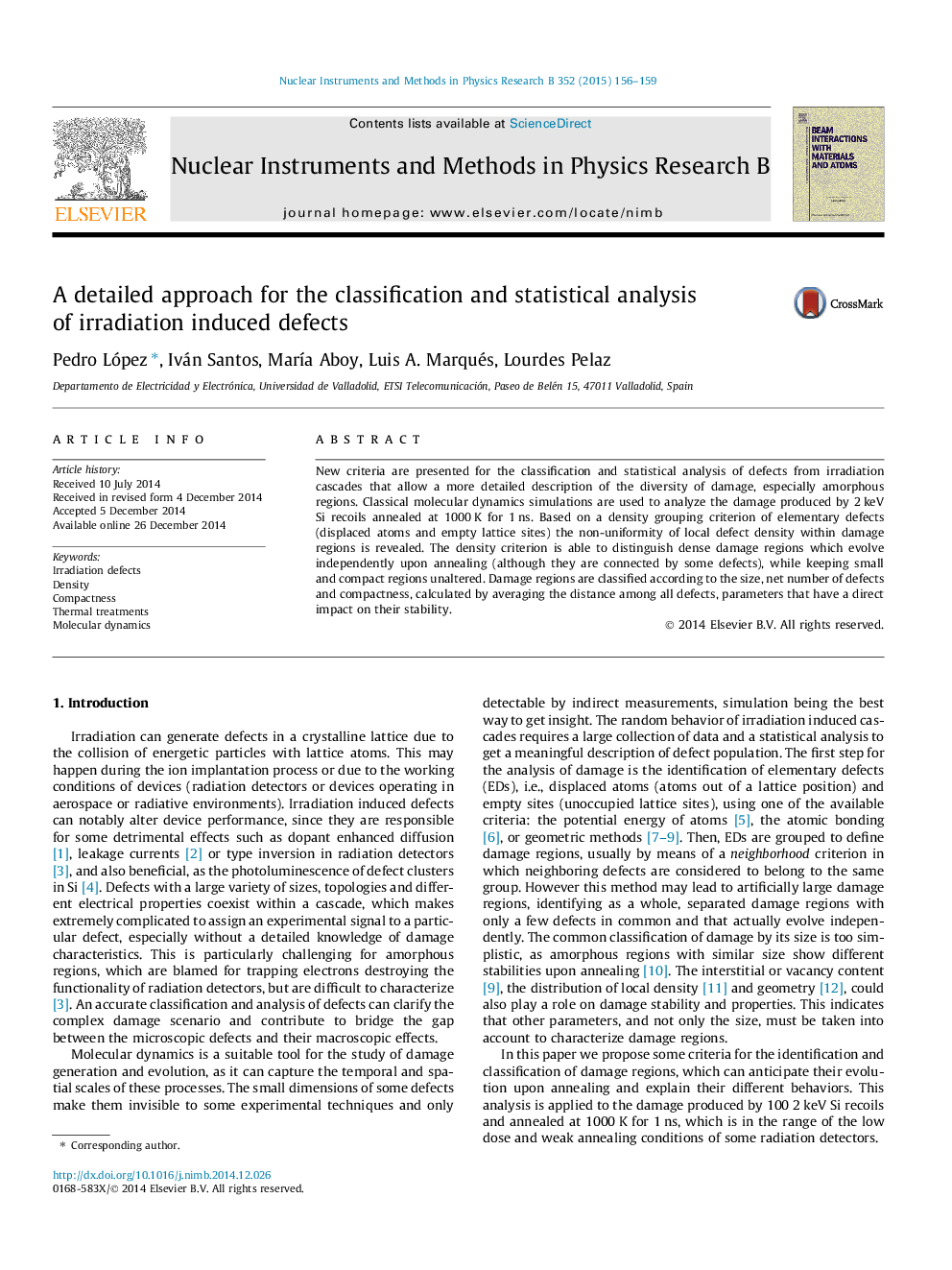 A detailed approach for the classification and statistical analysis of irradiation induced defects