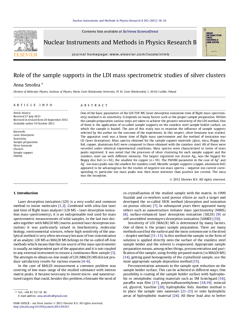 Role of the sample supports in the LDI mass spectrometric studies of silver clusters