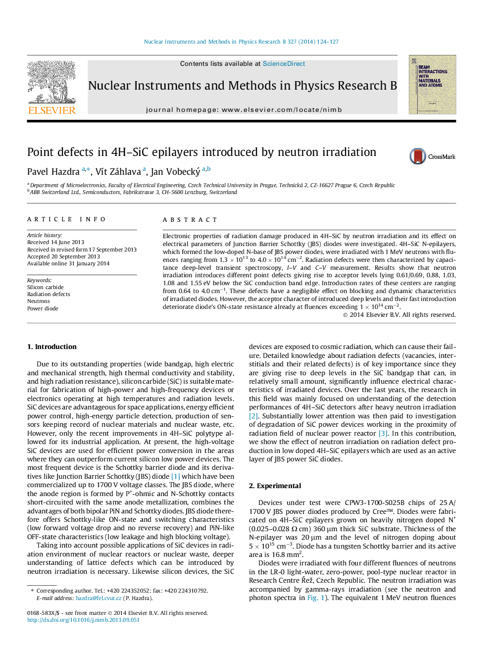 Point defects in 4H–SiC epilayers introduced by neutron irradiation