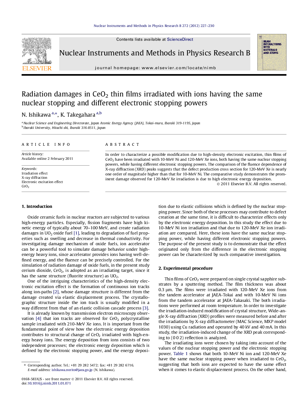 Radiation damages in CeO2 thin films irradiated with ions having the same nuclear stopping and different electronic stopping powers