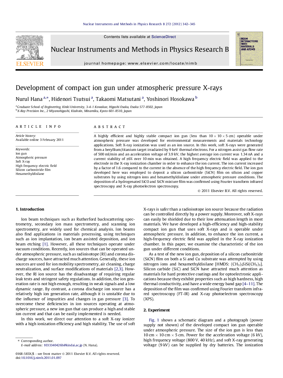 Development of compact ion gun under atmospheric pressure X-rays