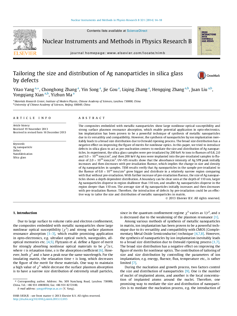 Tailoring the size and distribution of Ag nanoparticles in silica glass by defects