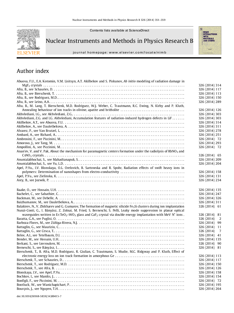 Author Index Proceedings