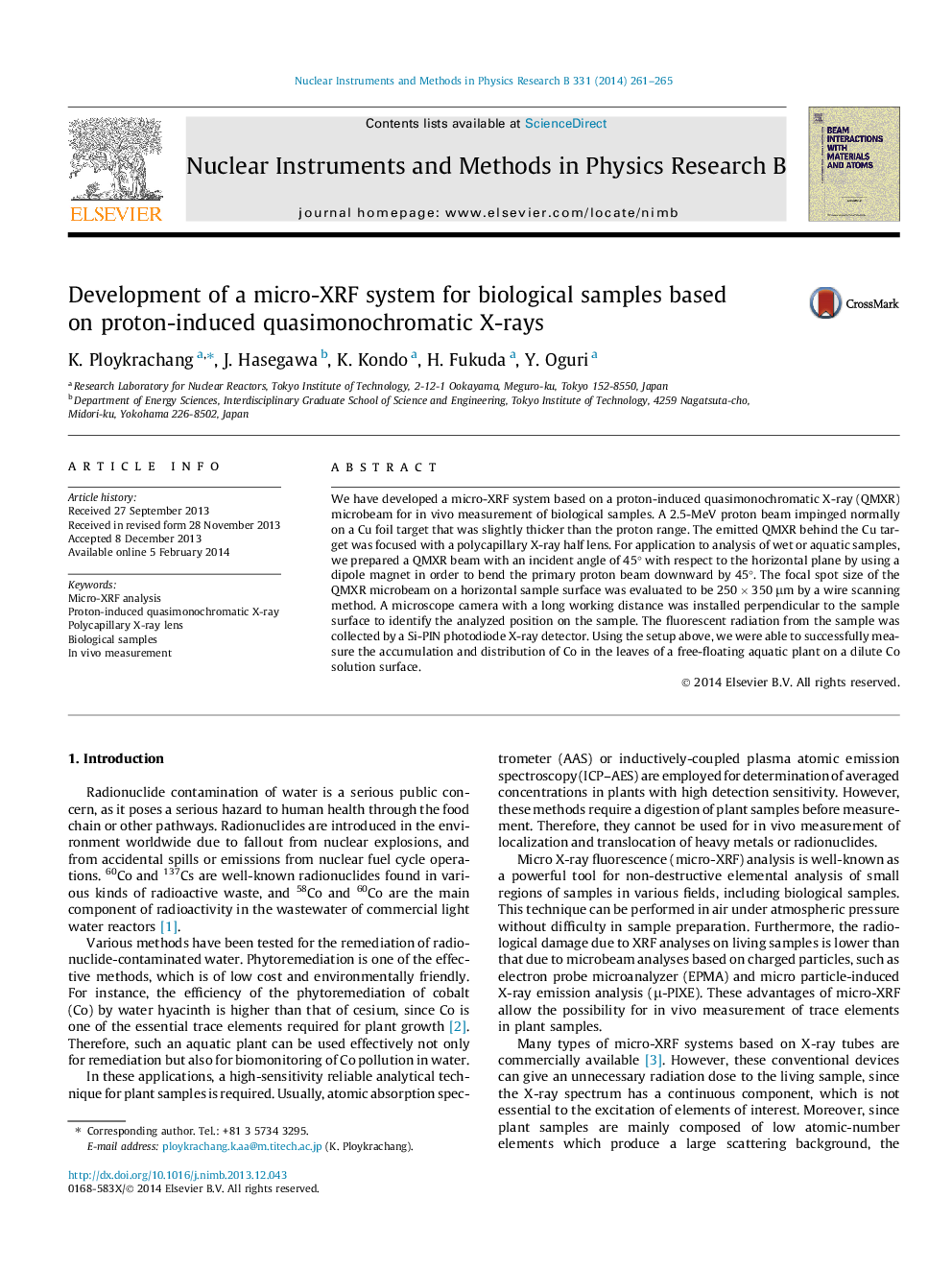 Development of a micro-XRF system for biological samples based on proton-induced quasimonochromatic X-rays