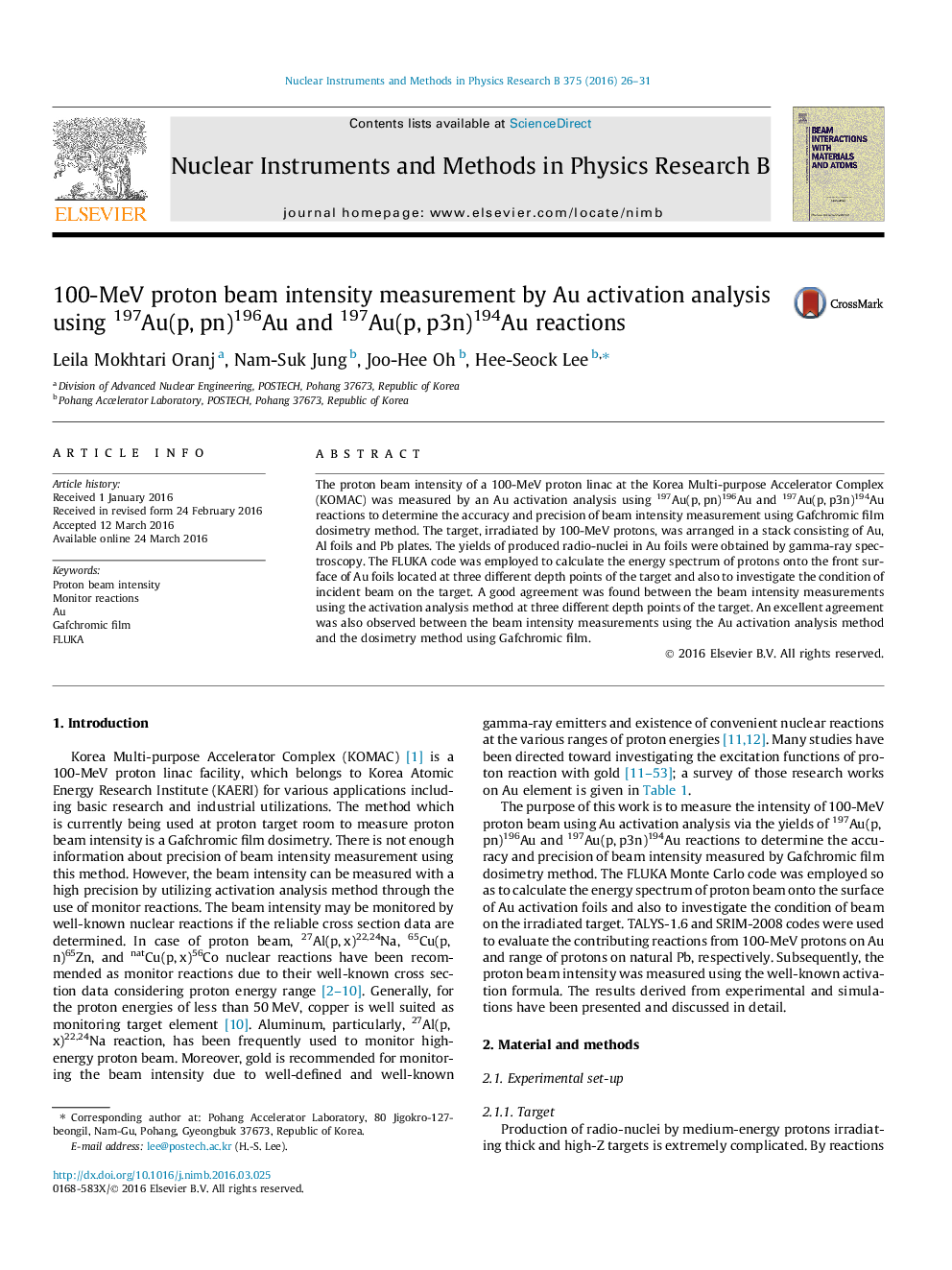 100-MeV proton beam intensity measurement by Au activation analysis using 197Au(p, pn)196Au and 197Au(p, p3n)194Au reactions