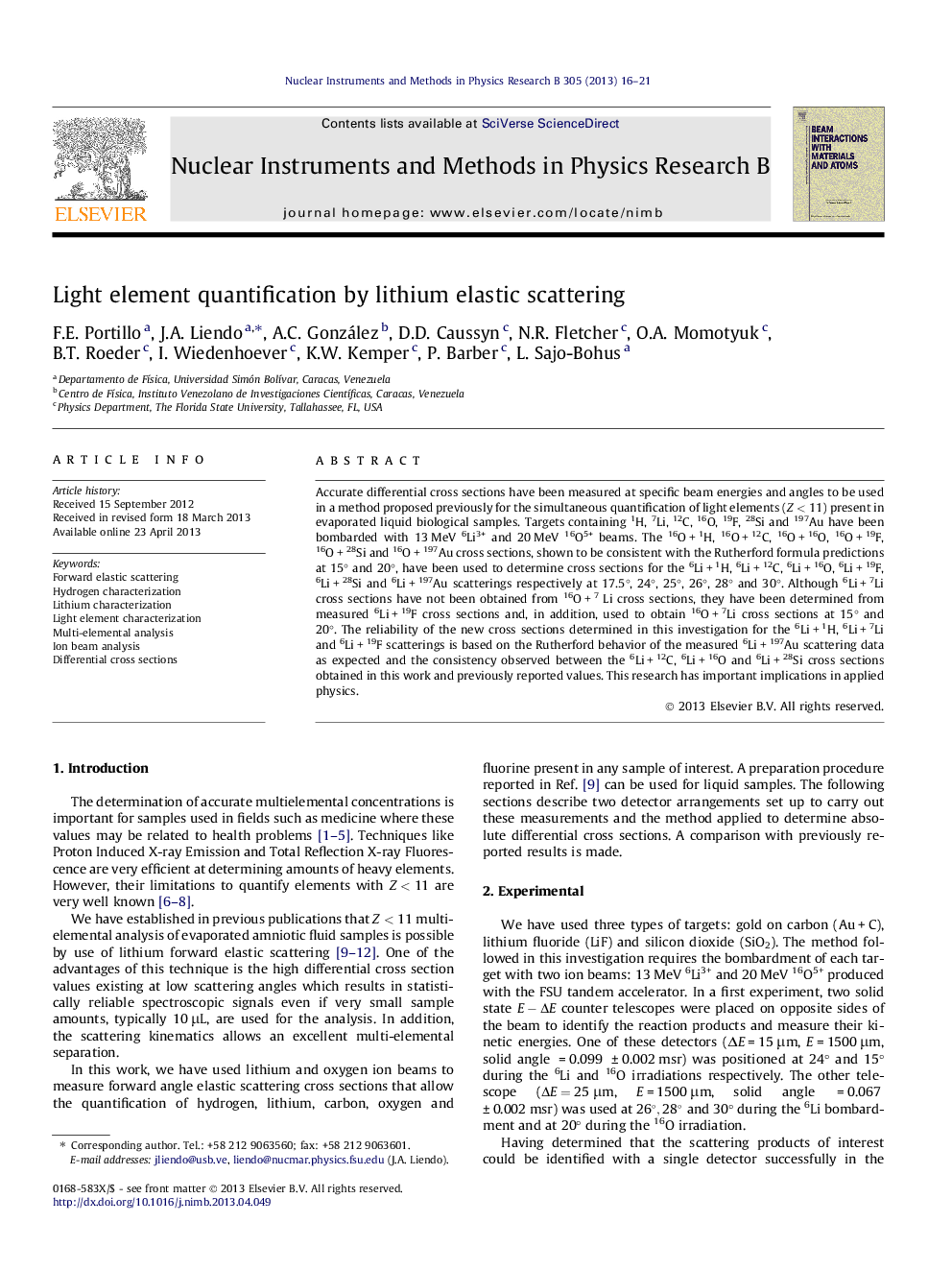 Light element quantification by lithium elastic scattering