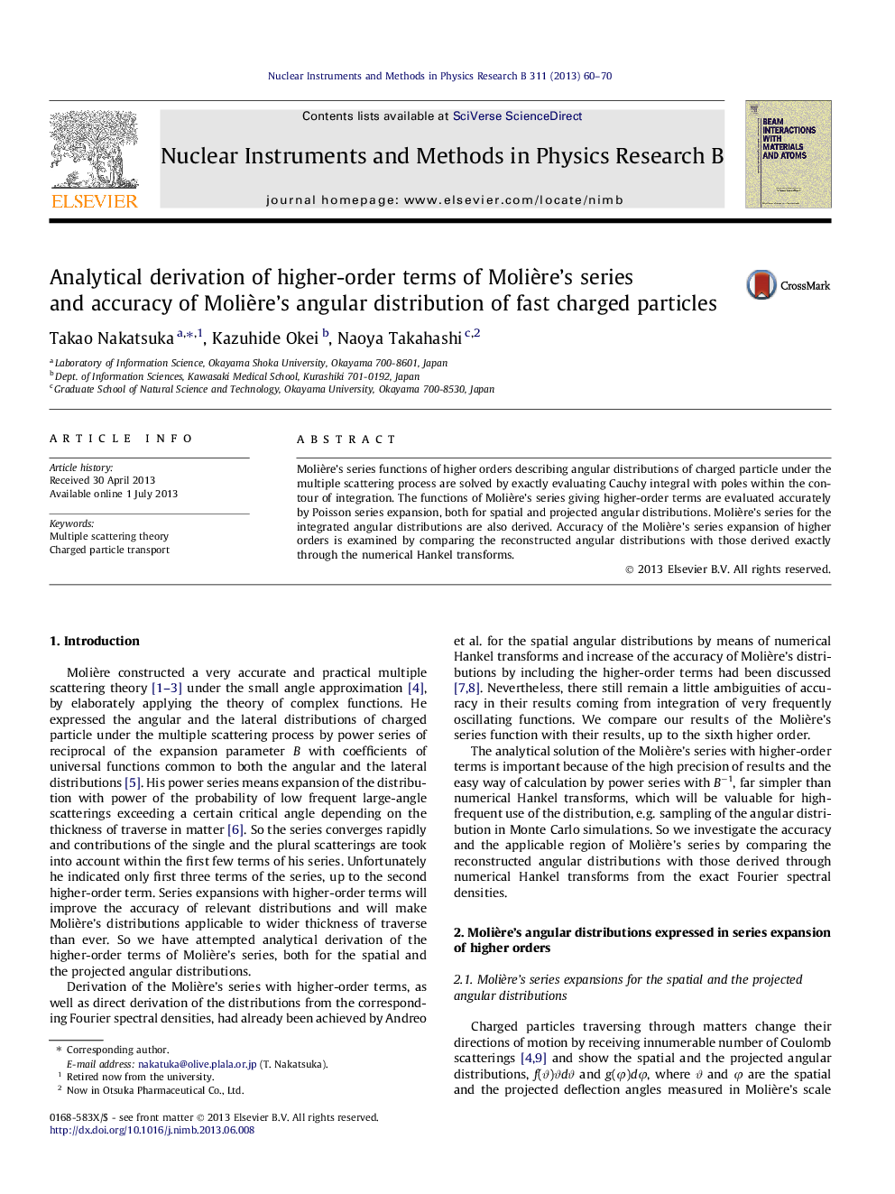 Analytical derivation of higher-order terms of MoliÃ¨re's series and accuracy of MoliÃ¨re's angular distribution of fast charged particles