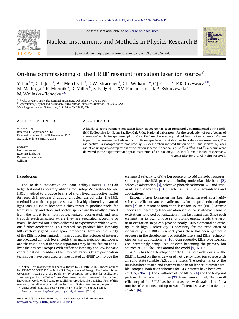 On-line commissioning of the HRIBF resonant ionization laser ion source