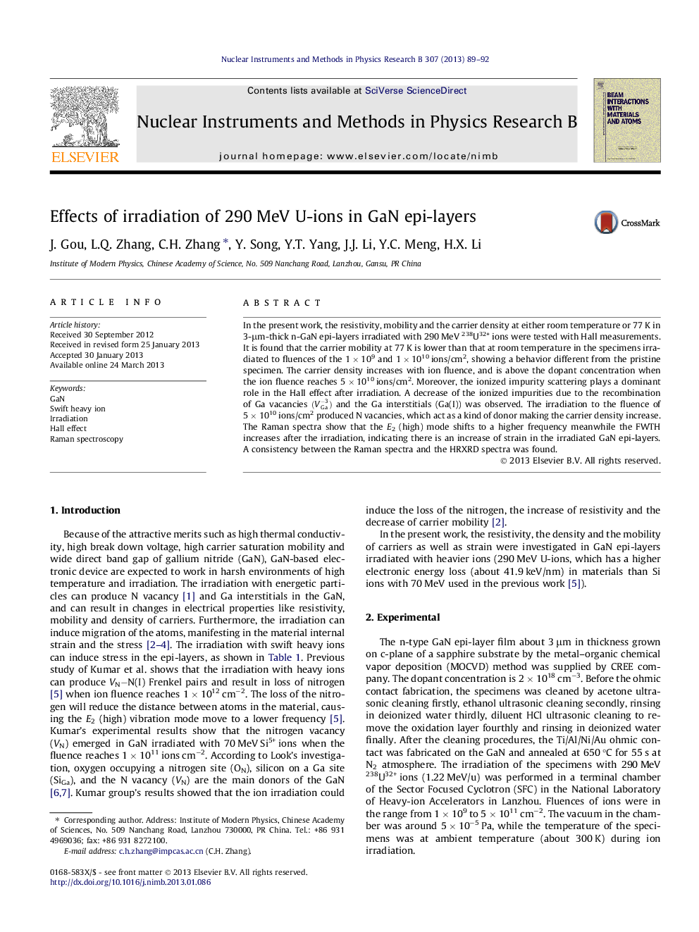 Effects of irradiation of 290 MeV U-ions in GaN epi-layers