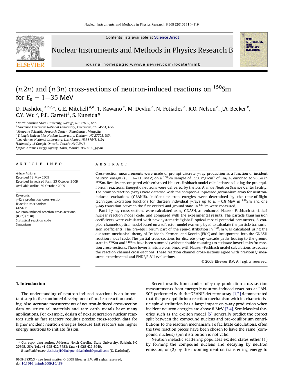 (n,2n) and (n,3n) cross-sections of neutron-induced reactions on 150Sm for En=1-35Â MeV