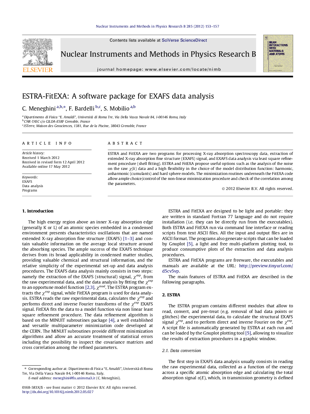 ESTRA-FitEXA: A software package for EXAFS data analysis