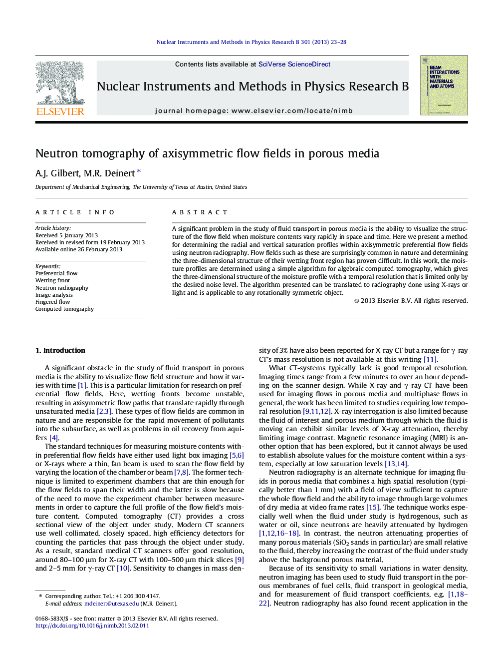 Neutron tomography of axisymmetric flow fields in porous media