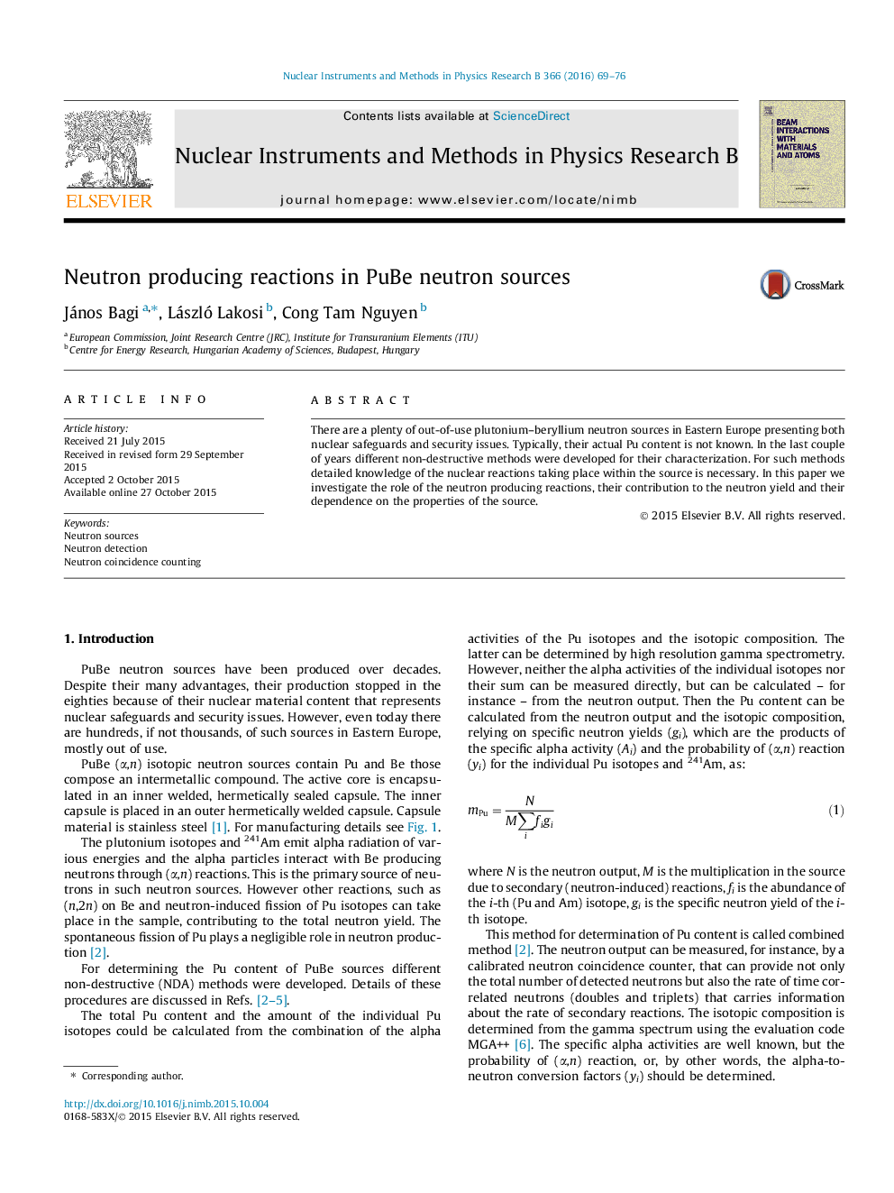 Neutron producing reactions in PuBe neutron sources