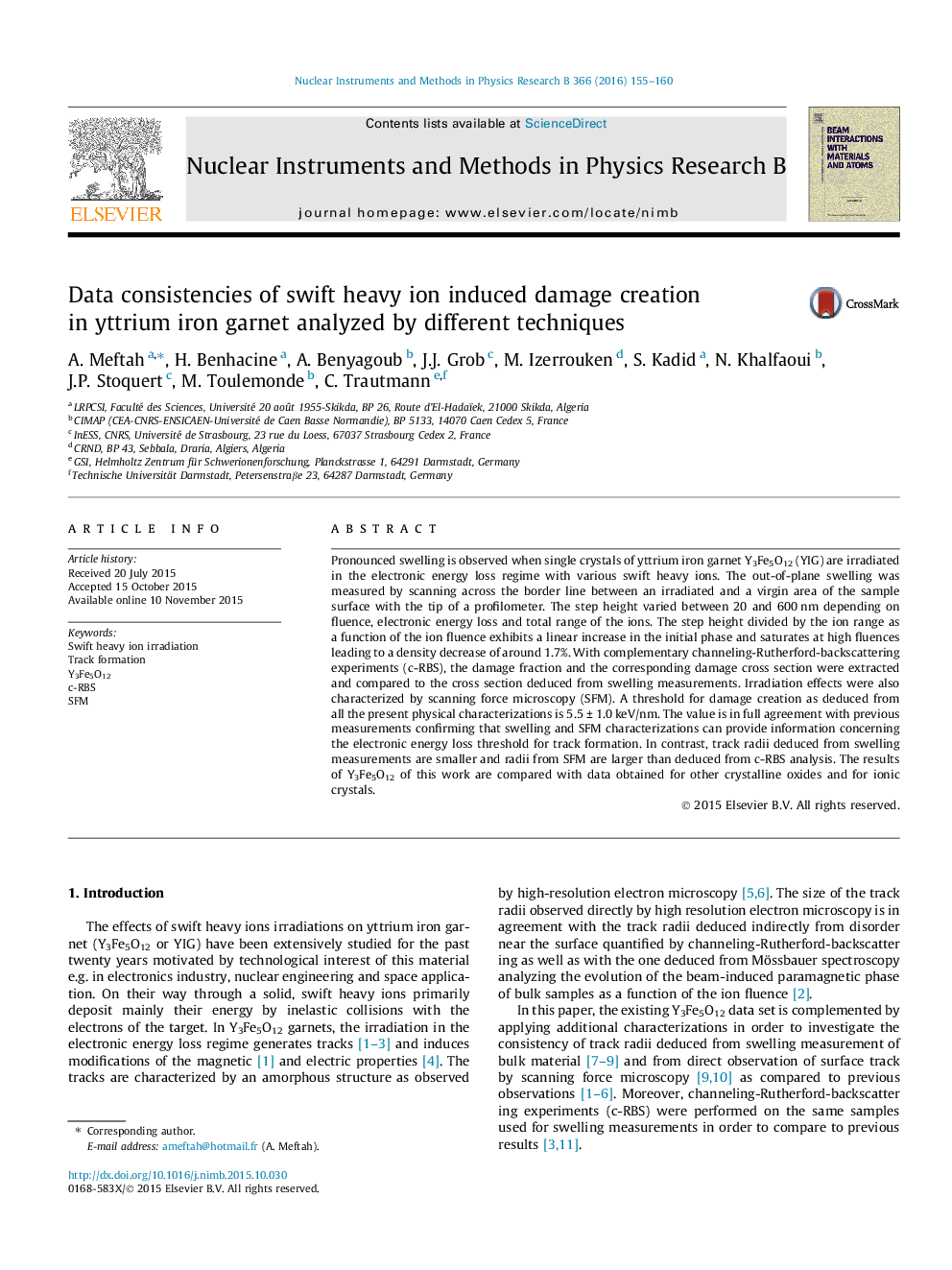 Data consistencies of swift heavy ion induced damage creation in yttrium iron garnet analyzed by different techniques