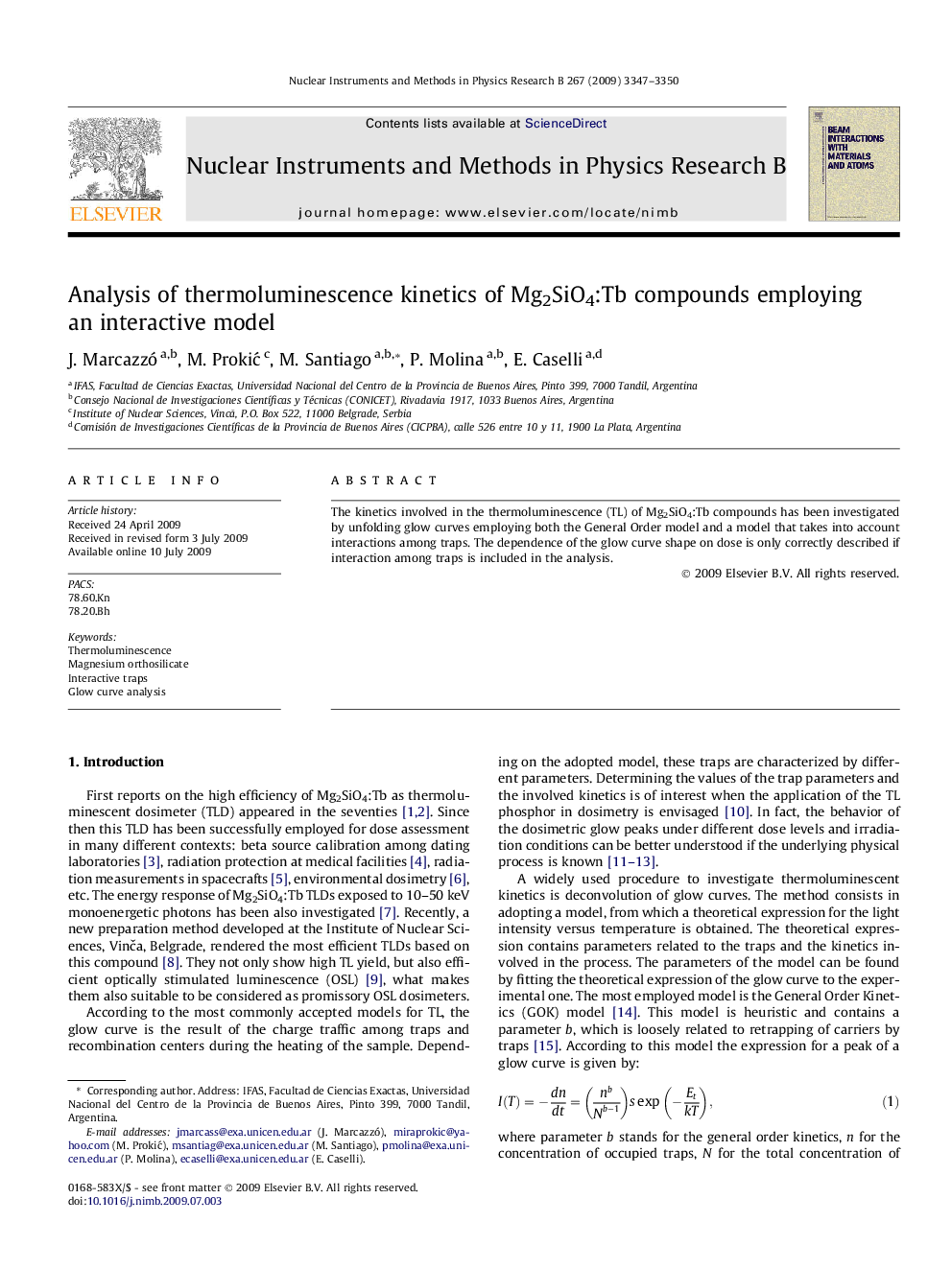 Analysis of thermoluminescence kinetics of Mg2SiO4:Tb compounds employing an interactive model