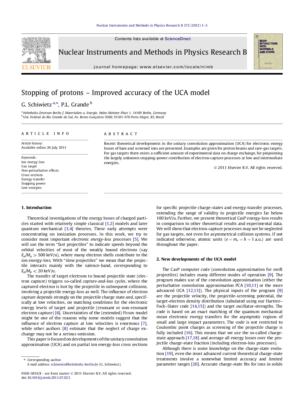 Stopping of protons – Improved accuracy of the UCA model