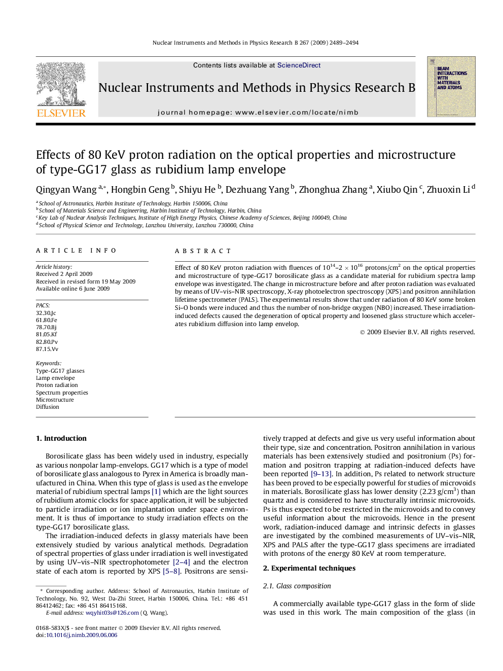 Effects of 80 KeV proton radiation on the optical properties and microstructure of type-GG17 glass as rubidium lamp envelope