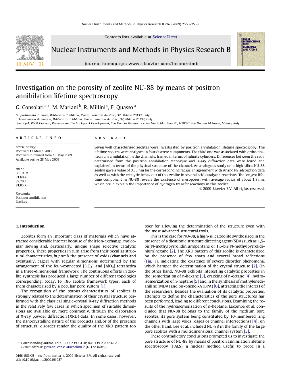 Investigation on the porosity of zeolite NU-88 by means of positron annihilation lifetime spectroscopy