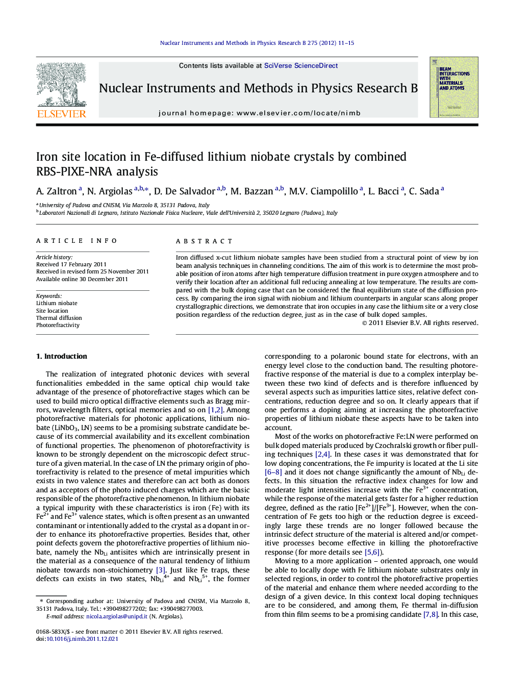 Iron site location in Fe-diffused lithium niobate crystals by combined RBS-PIXE-NRA analysis