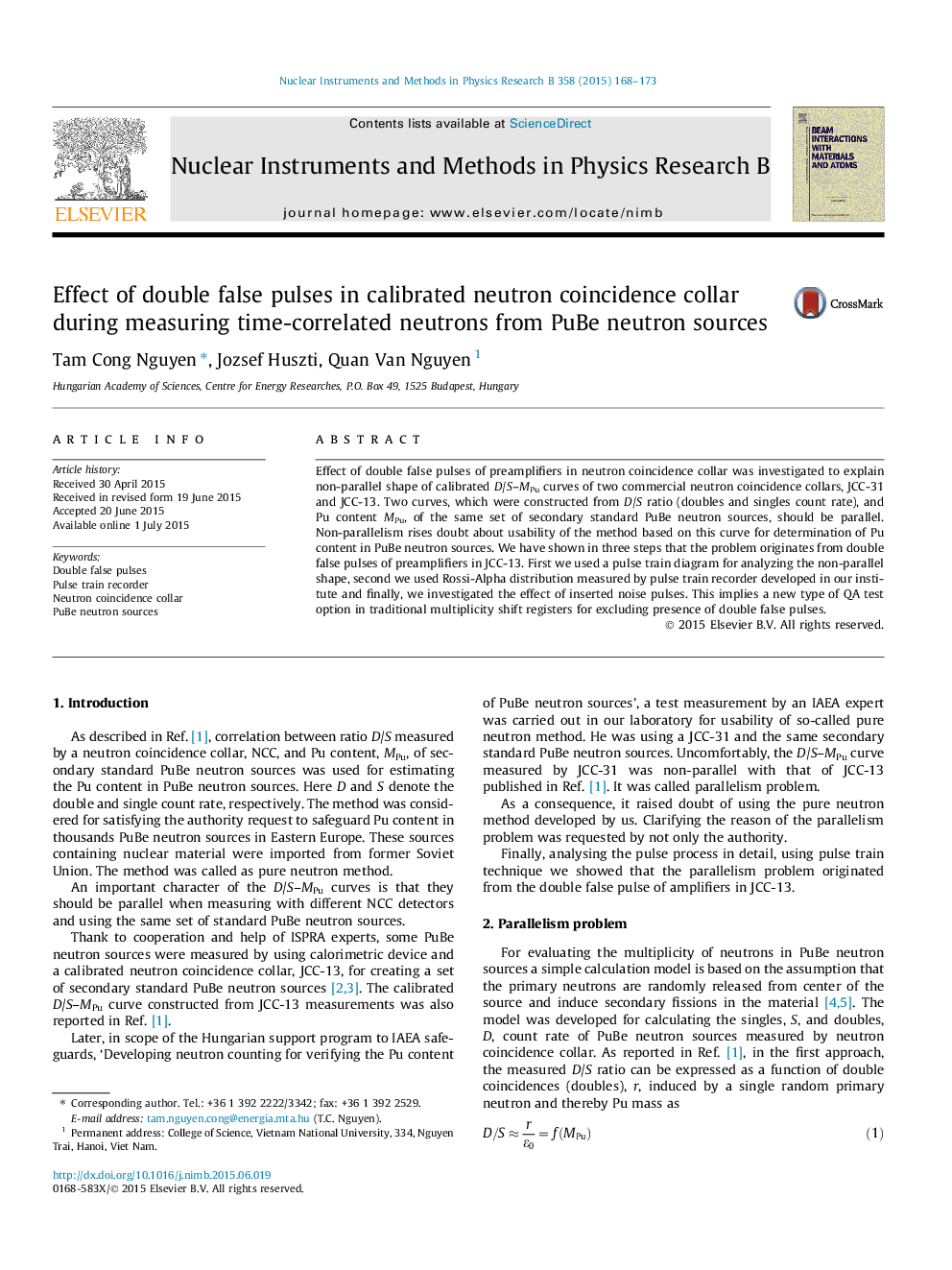 Effect of double false pulses in calibrated neutron coincidence collar during measuring time-correlated neutrons from PuBe neutron sources