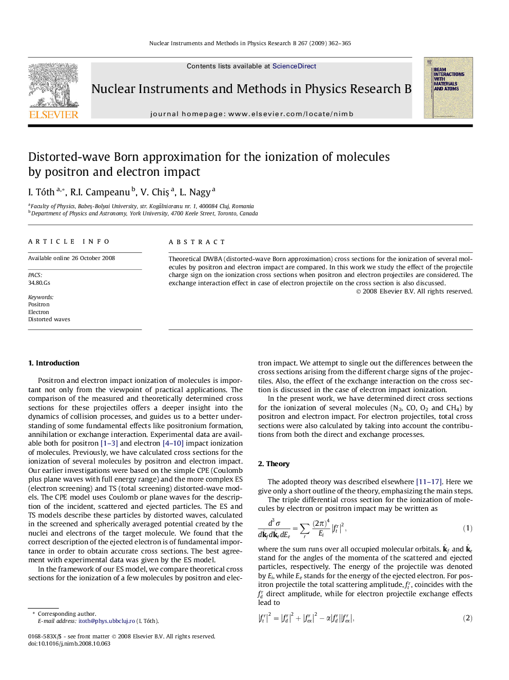 Distorted-wave Born approximation for the ionization of molecules by positron and electron impact