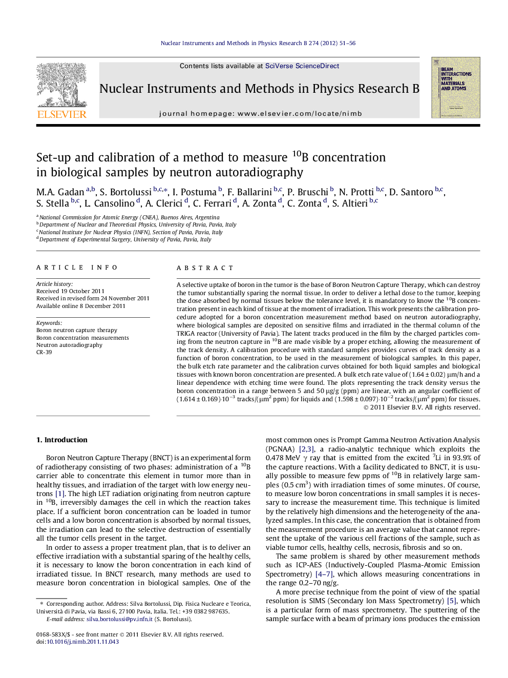 Set-up and calibration of a method to measure 10B concentration in biological samples by neutron autoradiography