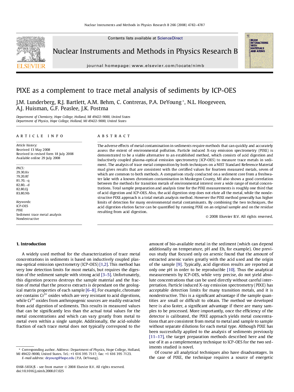 PIXE as a complement to trace metal analysis of sediments by ICP-OES