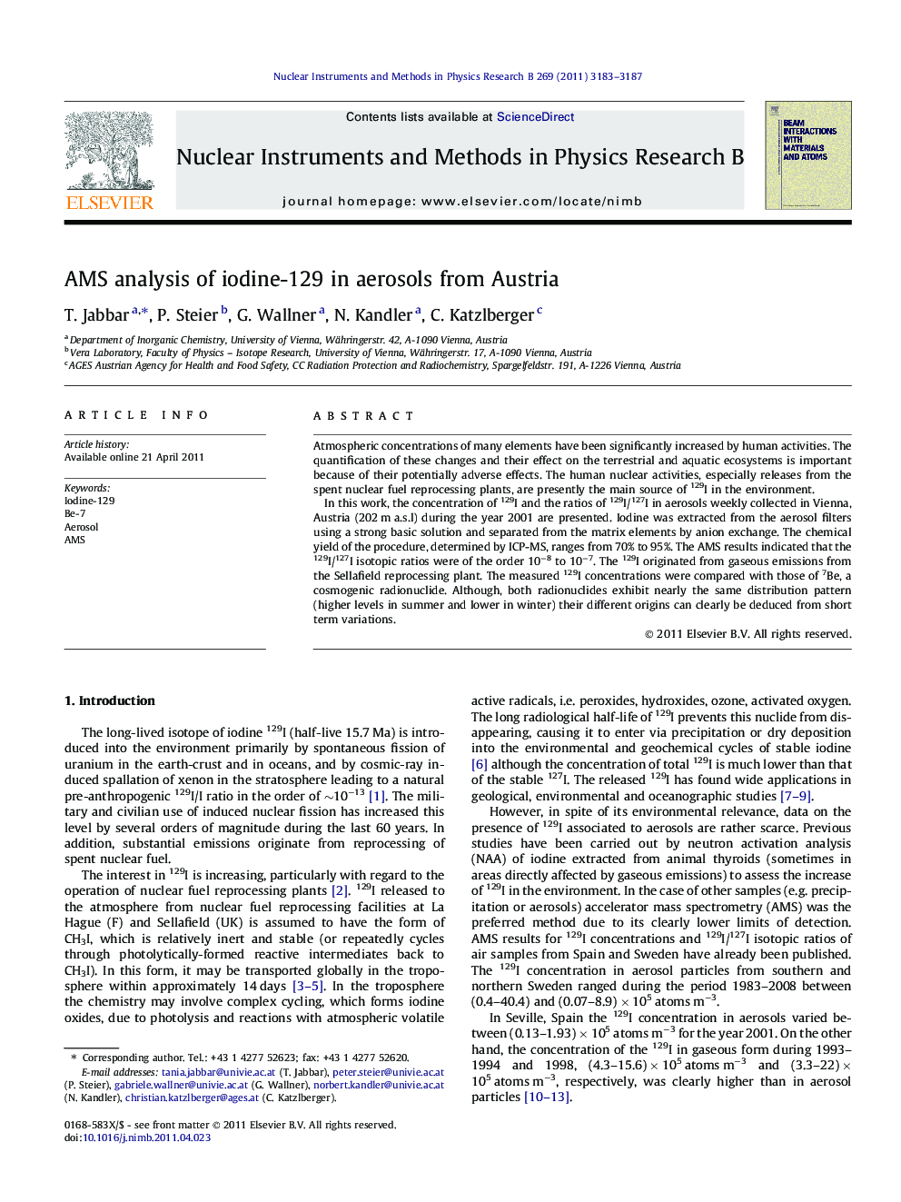 AMS analysis of iodine-129 in aerosols from Austria