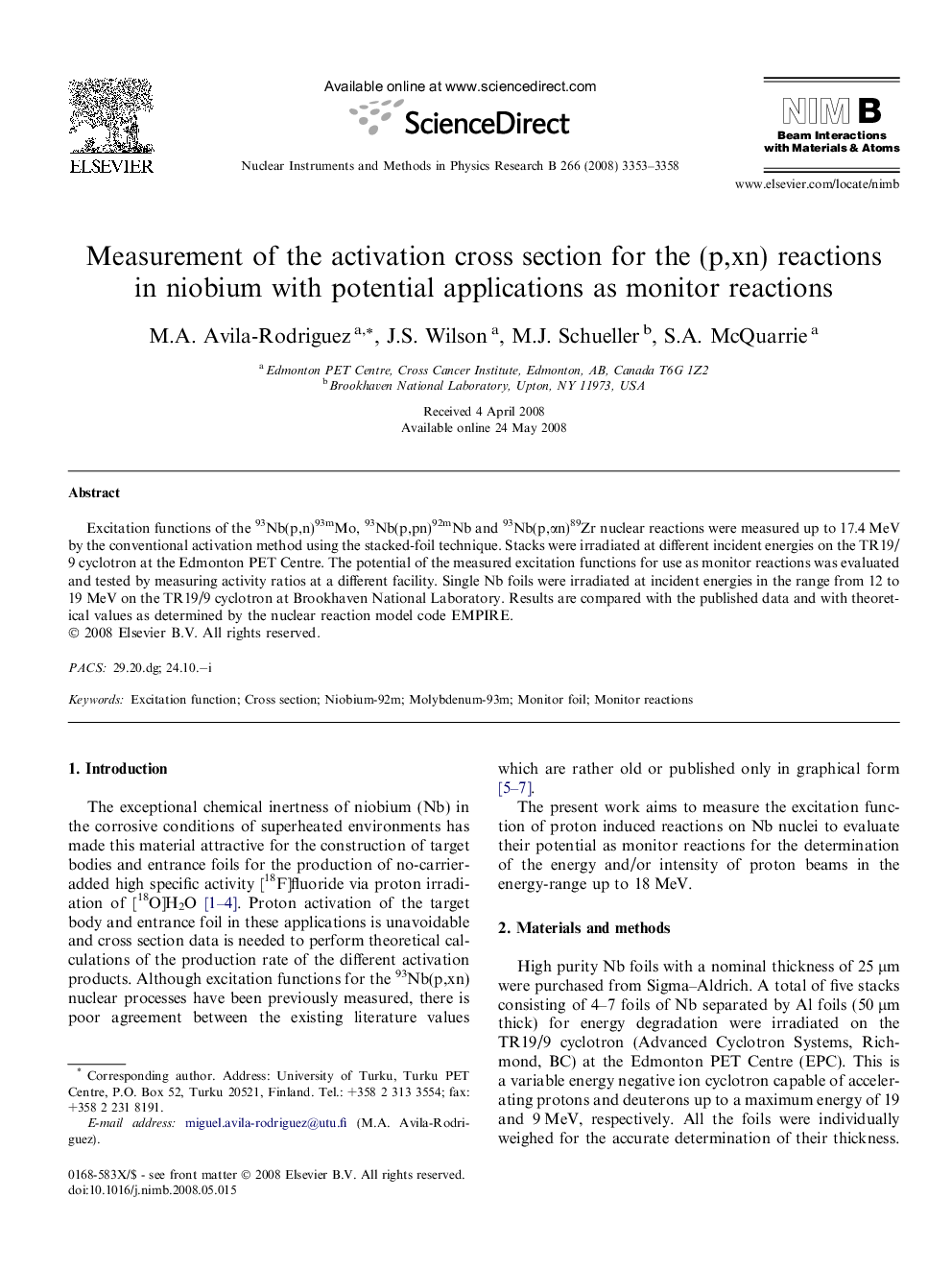 Measurement of the activation cross section for the (p,xn) reactions in niobium with potential applications as monitor reactions