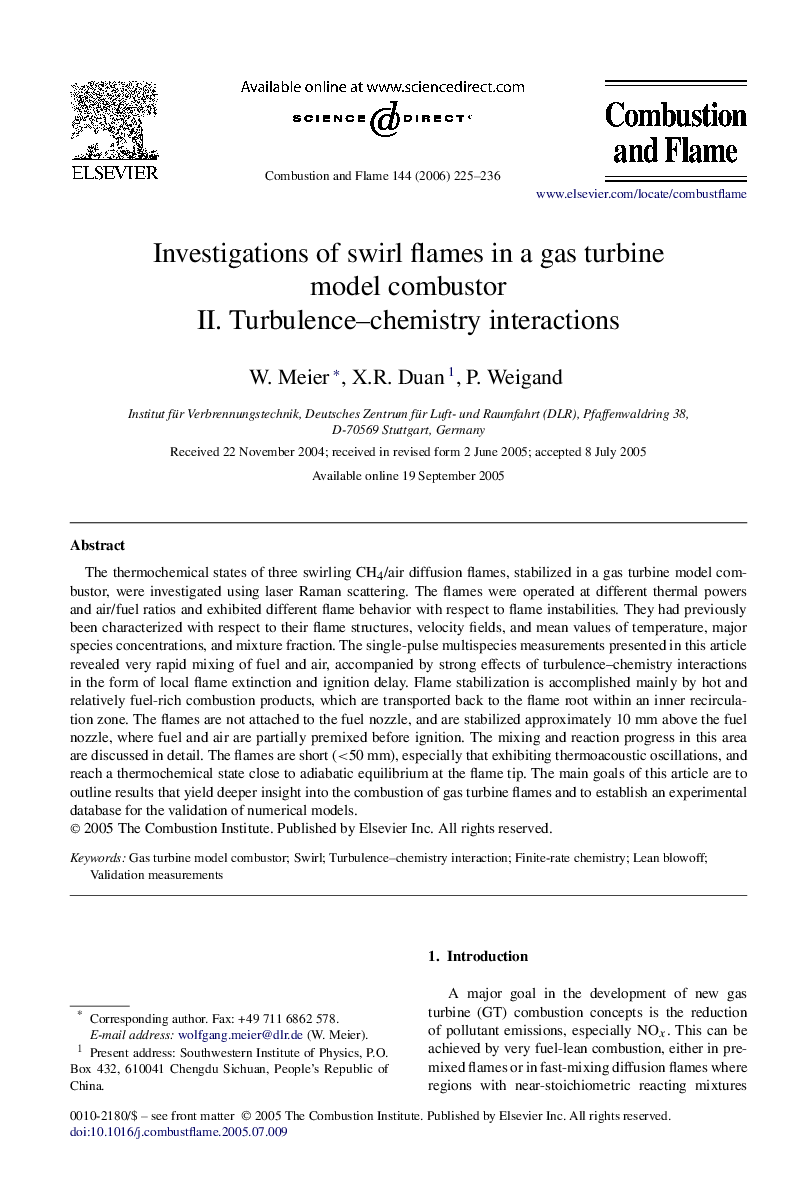 Investigations of swirl flames in a gas turbine model combustor: II. Turbulence–chemistry interactions