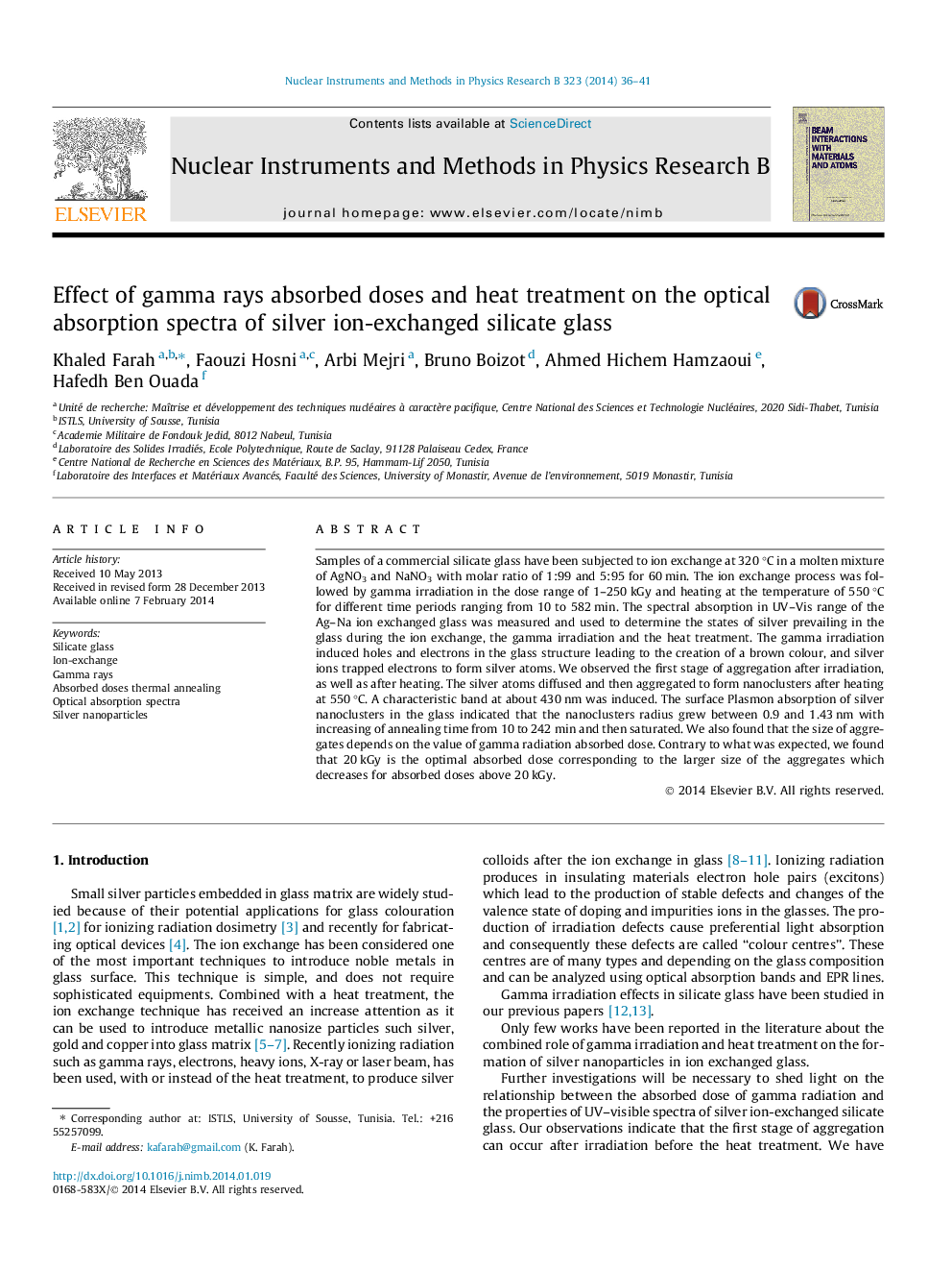 Effect of gamma rays absorbed doses and heat treatment on the optical absorption spectra of silver ion-exchanged silicate glass