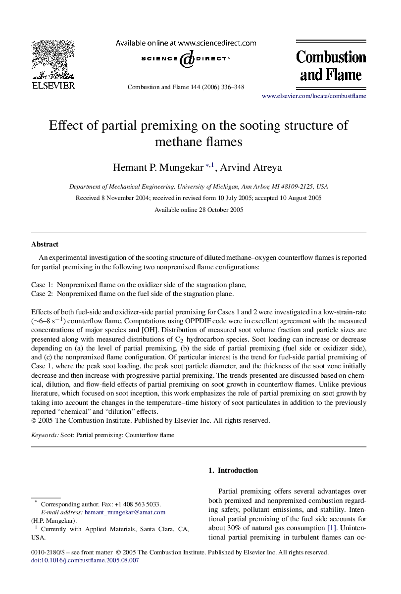 Effect of partial premixing on the sooting structure of methane flames
